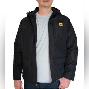 Caterpillar Men's Quilted Insulated Hooded Workwear Jacket Black M Like New
